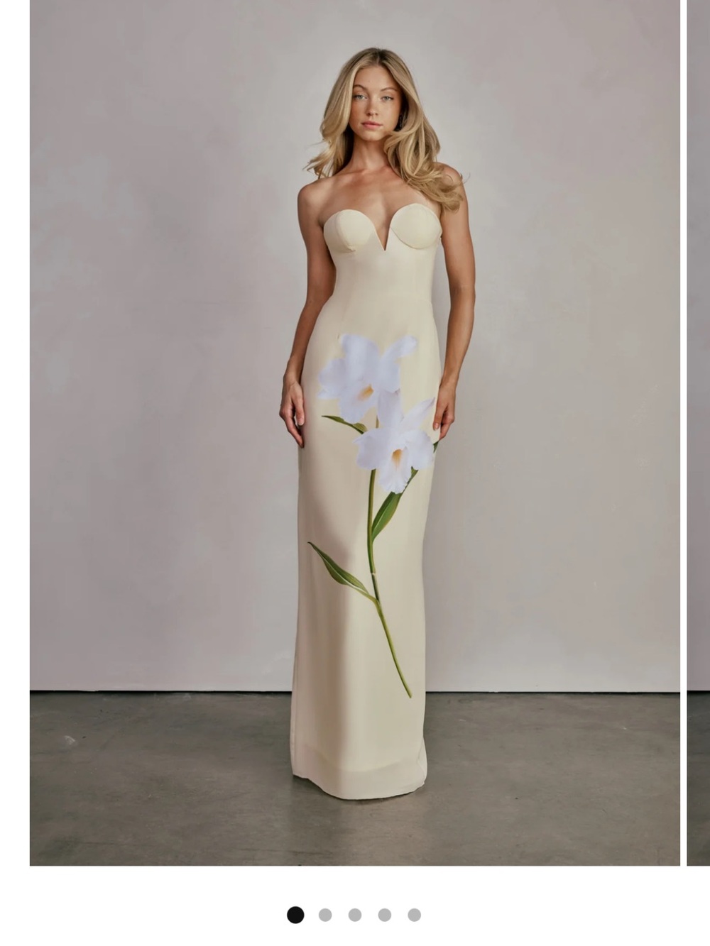 Katie May Strapless Yellow Gown with White Floral Stem
